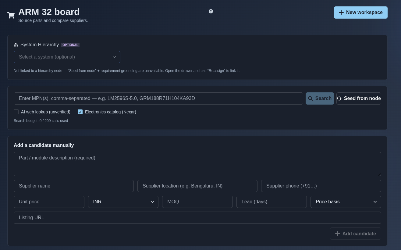 Create procurement workspace